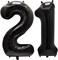 40 Inch Jumbo Black Foil Mylar Number Balloons for Men Women 21st Birthday Party Decorations (Black 21)